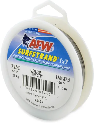 Miniatura 45 de Surfstrand Bare 1x7 Cable Líder de Acero Inoxidable - Línea Líder de Pesca para Agua Salada, 20lb Test - 325lb Test en Brillante, Camuflaje