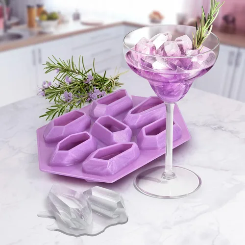 Miniatura 4 de Genuine Fred Bandeja de hielo de cristal, bandeja de hielo de silicona, morado, 7.6 x 5 x 1.4 pulgadas Púrpura