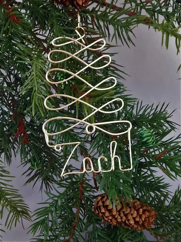 Miniatura 3 de Adornos de Navidad personalizados, árbol dorado, plateado o rojo con cualquier nombre, etiqueta de nombre para regalo o calcetín de Navidad, adorno