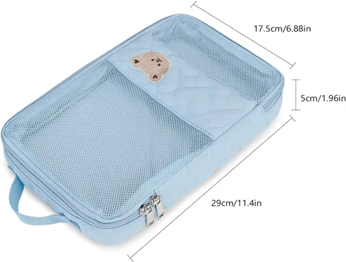 Miniatura 7 de Bolsas Organizadoras para Pañales de Bebé - Pack de 2 Bolsas Colgantes Impermeables con Diseño de Oso Lindo en Malla, Bolsas Reutilizables, Lavables