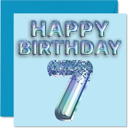 Miniatura 47 de Stuff4 Tarjeta de primer cumpleaños para niños, globo de fiesta con purpurina azul, tarjetas de feliz cumpleaños para niño de 1 año, nieto, hijo, 57