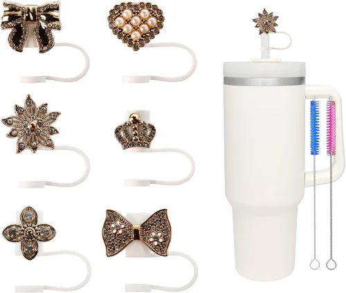 Miniatura 12 de 6 piezas de cubiertas de pajita de silicona compatibles con vasos Stanley de 30 y 40 oz, tapones de pajita de 0.39 pulg/10 mm con diseños de nubes