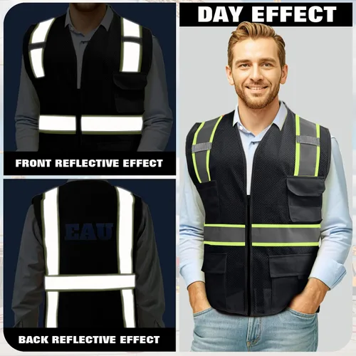 Miniatura 4 de Chalecos de seguridad con logotipo personalizado (S, M, L, XL, 2XL, 3XL, 4XL) Chalecos de seguridad reflectantes de alta visibilidad Clase 2