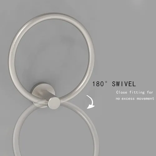 Miniatura 3 de RARXTR Toallero de níquel cepillado, soporte para toallas de mano para baño, cocina, base redondeada moderna, montaje en pared, acero inoxidable