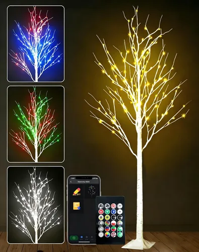 Miniatura 8 de Lámpara LED inteligente RGB con diseño de árbol de cerezo, bonsái iluminado por USB de 16 pulgadas para escritorio, temporizador de sincronización