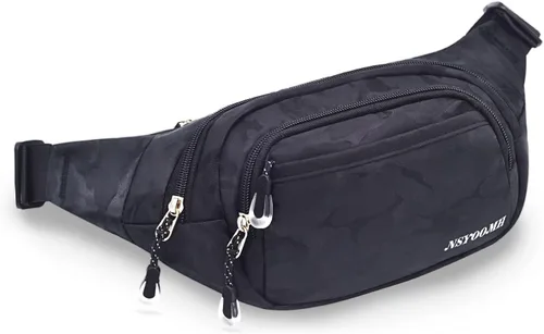 NSYOOMH Bolsas de Cintura Grandes para Mujeres y Hombres, 5 Bolsillos con Cremallera Bolsas de Cintura Resistente al Agua, Prácticas para Correr al