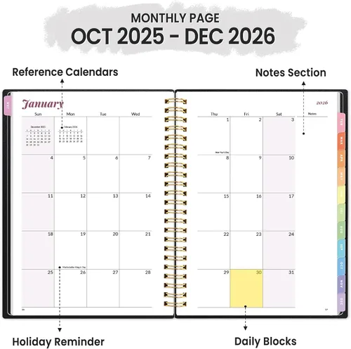 Miniatura 2 de Planificador 2026, Planificador semanal y mensual Annecy 2026, enero 2026 – diciembre 2026, 6.4" x 8.3" Planificador de agenda mensual con pestañas