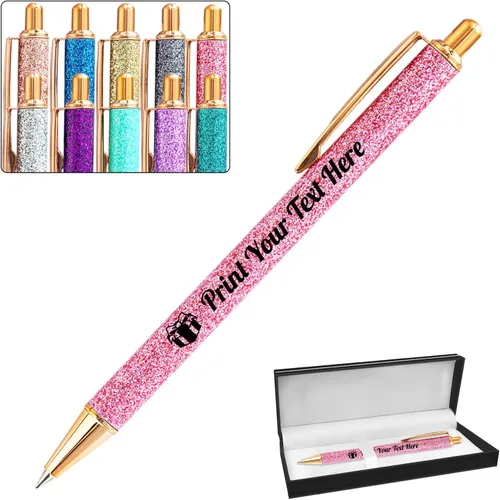 Miniatura 46 de Hasta 100 bolígrafos personalizados a granel con nombre, bolígrafo con purpurina personalizable, logotipo de negocios, mensaje de texto, regalo