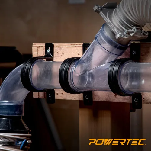 Miniatura 7 de POWERTEC 70319 Perchas para manguera de recolección de polvo de 2-1/2", tuberías y accesorios de recolección de polvo con tornillos de montaje
