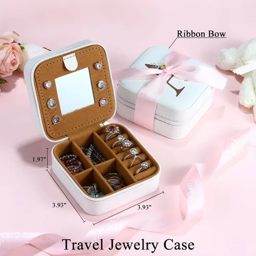 Miniatura 3 de Parima Joyero de viaje Joyero organizador de joyas pequeñas con iniciales, regalos esenciales de viaje para mujeres, mamá, amigas, mujeres