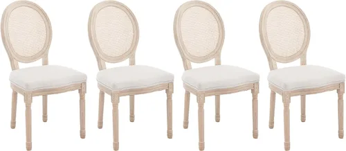 Miniatura 44 de Kmax Sillas de comedor estilo granja, patas de madera marrón, elegantes sillas de cocina copetudas, sillas de dormitorio francesas desgastadas