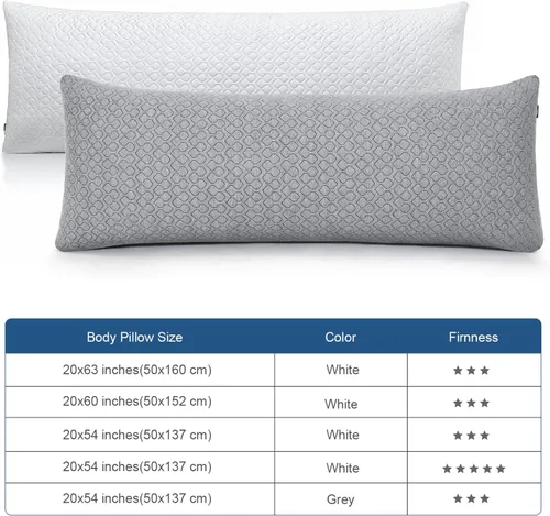 Miniatura 3 de Rainmr Almohada de Espuma Viscoelástica Gruesa para el Cuerpo - Almohada Completa para Dormir de Lado - con Funda de Almohada de Enfriamiento Gris