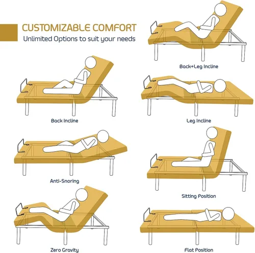 Miniatura 7 de Clara Clark Marco de cama ajustable, marco de cama de masaje ajustable, base de cama ajustable para masaje de cabeza y pies, control remoto