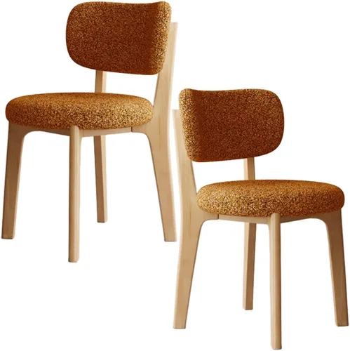 Miniatura 49 de YVYKFZD Solid Wood Dining Chairs, Fabric Dining Room Chair Set of 2/4/6, Upholstered Kitchen Chairs with Curved Backrest, Armless Living Room Chair