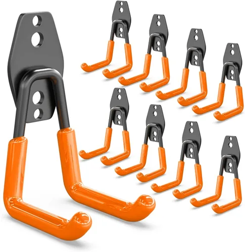Miniatura 10 de 3-H Ganchos de pared de garaje, paquete de 14 unidades, ganchos de garaje resistentes, ganchos de almacenamiento de garaje para colgar y organizar