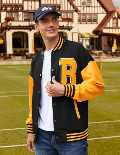 Miniatura 2 de COOFANDY Chaqueta Varsity para hombre, ajuste regular, casual, letterman, béisbol, bomber