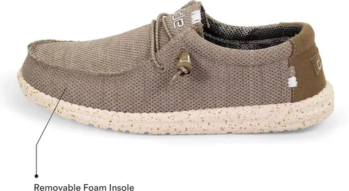 Miniatura 3 de Hey Dude Wally Sox Slate - Mocasines con cordones para hombre, cómodos y ligeros, Camello