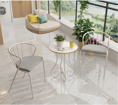 Miniatura 2 de Mesa de Centro Small Round Coffee Table for Living Room European-Style Side Table with Metal e Modern and Simple Sofa End Table for Balcony Small
