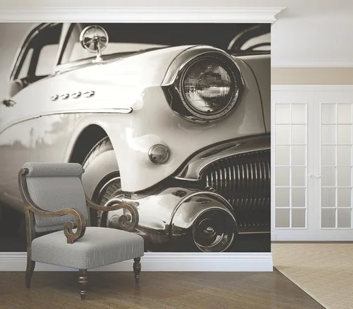 Miniatura 3 de WR50541 - Mural de pared para coche clásico, color blanco