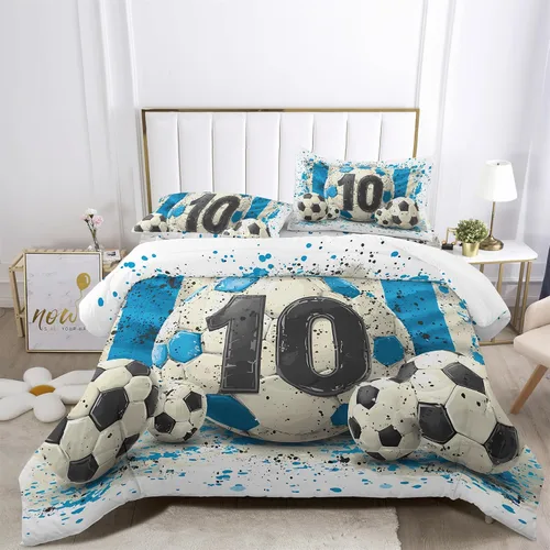 Miniatura 8 de XIICOO XIICOOCartoons - Juego de ropa de cama deportiva para niños y niñas, 1 edredón+2 fundas de almohada (3 piezas) o sábana (4 piezas)