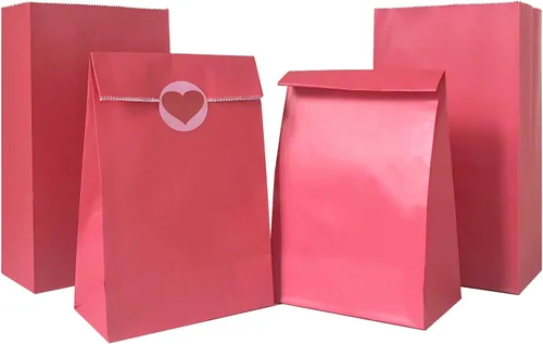 Bolsas de papel para recuerdos de fiesta Artseen para celebración de fiesta, bolsas de papel tratadas 5.10X3.10X9.4 pulgadas (24 UNIDADES)… (Rojo)