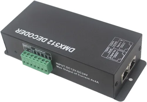Miniatura 6 de JOYLIT Controlador de decodificador LED DMX512 4 canales 4X4A 192W Pantalla digital DC 12V-24V para RGBW 5050 3528 Luz de tira LED 4 canales X 4A