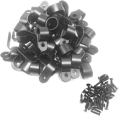 Miniatura 11 de Abrazadera para cable tipo R, abrazadera de cable de 1/2 pulgada, clips de sujeción de cable de montaje de tornillo de nailon con tornillos