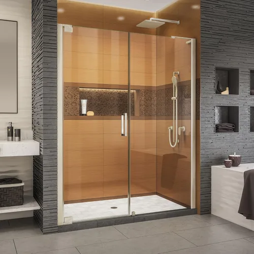 DreamLine Elegance-LS SHDR-4328300-04 - Puerta de ducha pivotante sin marco de 56 3/4 - 58 3/4 pulgadas de ancho x 72 pulgadas de alto en níquel
