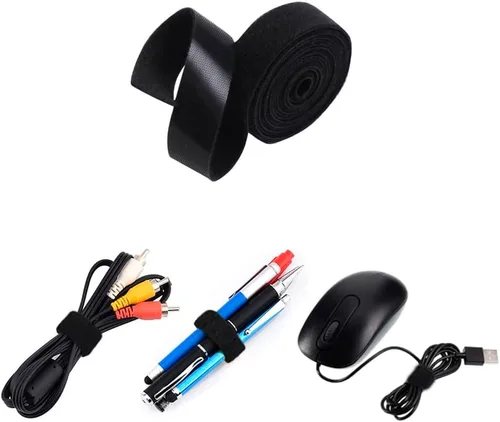Miniatura 12 de Lakesstory Cinta adhesiva negra de 5/8 pulgadas de ancho con gancho y bucle de 1 yarda de longitud, cinta autoadhesiva de fijación resistente