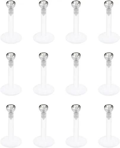 Miniatura 5 de SCERRING 16G - Anillos de labio de 0.079 pulgadas de circonita cúbica internamente roscada, labret Monroe, anillo de labio, tragus roook, hélice