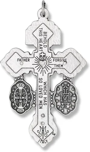 Miniatura 3 de Gifts Catholic, Inc. Lote de 5 Crucifijo de indulgencia de perdón con medalla milagrosa y medalla de San Benito 2 1/8", metal, cerámica, plata