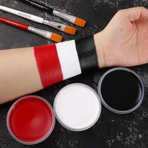 Miniatura 2 de BOBISUKA Juego de pintura al óleo negro + blanco + rojo, gran capacidad, kit de paleta de pintura profesional con pinceles para teatro de arte