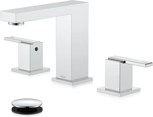 Miniatura 13 de KENES Grifo de Baño Extendido Negro Mate de Dos Manijas, Grifos de Lavabo de Baño Negro de 3 Orificios, 8 Pulgadas, Grifo de Tocador de Baño de 3