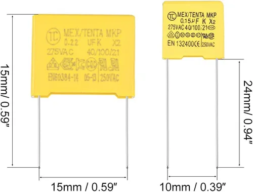 Miniatura 2 de uxcell Kit surtido de condensadores de seguridad de polipropileno DIP 275VAC X2 MKP 6 Valor - 0.1uF 0.15uF 0.22uF 0.33uF 0.47uF 0.68uF 30 Pcs