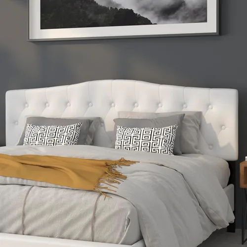 Miniatura 19 de BizChair Cabecero tapizado capitoné tamaño individual en tela beige