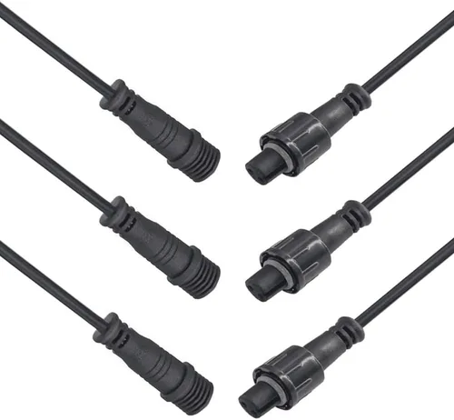 Miniatura 7 de Conector impermeable de 2 cables, conector LED macho hembra de 16 AWG de 2 pines con cable de extensión IP65, 7.9 in para automóvil, tira de luces