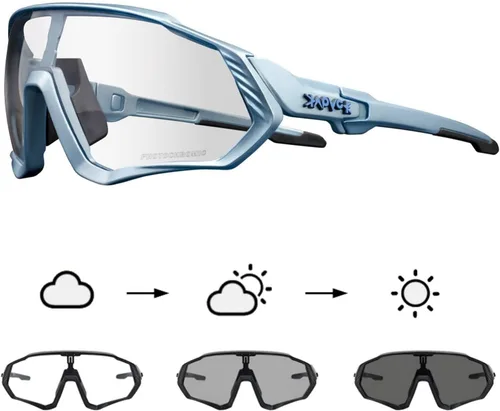 KAPVOE Gafas de ciclismo fotocromáticas para hombres y mujeres, gafas de sol para bicicleta de montaña MTB, para bicicleta de montaña Clear - K9408
