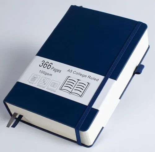 Miniatura 7 de Cuaderno grueso de rayas universitarias con 366 páginas numeradas, diarios A5 para escribir con papel rayado de 100GSM, cuadernos de cuero de tapa