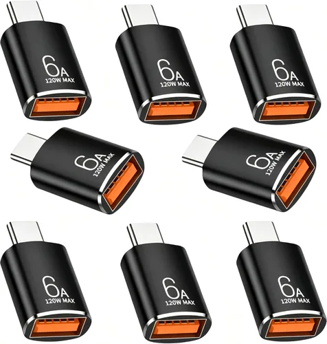 Miniatura 12 de BOMIE Adaptador USB C a USB, paquete de 10 unidades, 6A 120 W, carga rápida, transferencia de datos de 10 Gbps, USB C macho a USB 3.2 hembra OTG