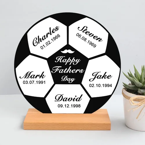 Placa de fútbol con nombres personalizados para el día del padre, decoración acrílica, regalo para papá de hija/hijo, regalo del día del padre,