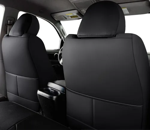 Miniatura 2 de LUCKYMAN CLUB Tacoma 2005-2015 - Fundas de asiento de ajuste personalizado para cabina de tripulación con piel sintética (2005-2015 negro)