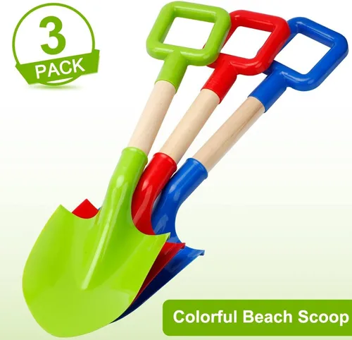 Miniatura 6 de Umnodobn Juguetes de arena de playa, palas de 16 pulgadas para niños y adultos, herramientas de jardinería con pala de pala, kit de caja de arena