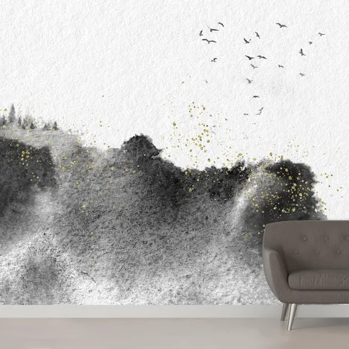Miniatura 21 de SIGNWIN Adhesivo mural removible para pared, acuarela, pastel, tormenta, nube, lago, pantano, naturaleza, desierto, bellas artes, duotono, paisaje
