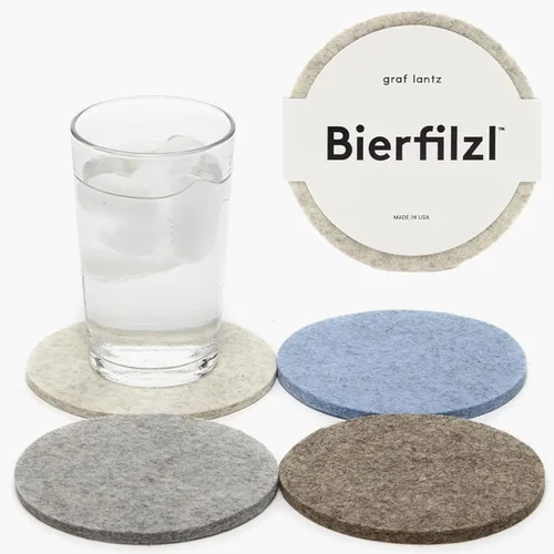 Miniatura 22 de Graf Lantz - Juego de 4 posavasos redondos de lana de merino Bierfilzl - Negro (círculos de 10 cm) - Absorbe el 30% del peso - Lana alemana