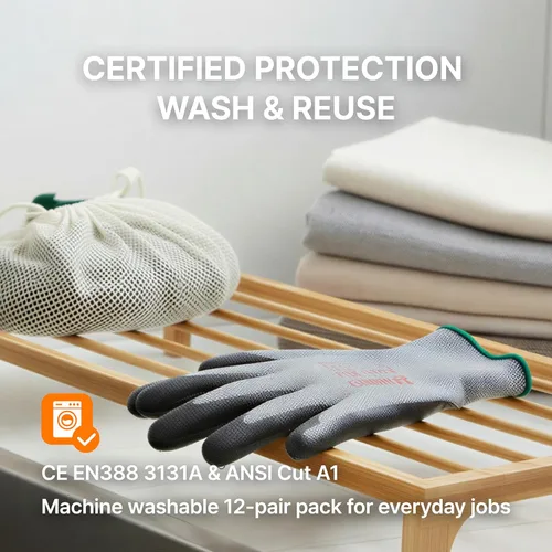 Miniatura 7 de DEX FIT FN330 - Guantes de trabajo de nitrilo, ajuste elástico 3D, agarre potente, táctil inteligente, recubierto de espuma resistente, fino