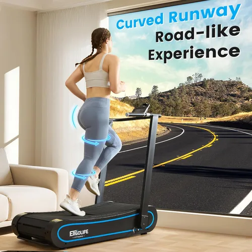 Miniatura 5 de ERGOLIFE Curved Treadmill with Non-Electric Motorized, 2-in-1 Folding Treadmill with APP for Home Workout, Compact Manual Walking Pad, Office