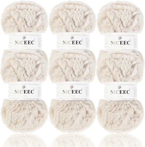 Miniatura 84 de NICEEC Hilo de Pelo Sintético Super Suave, Grueso y Esponjoso, Hilo de Pestañas para Crochet y Tejido (Longitud Total 192m/9.1kg) - Otoño/300g