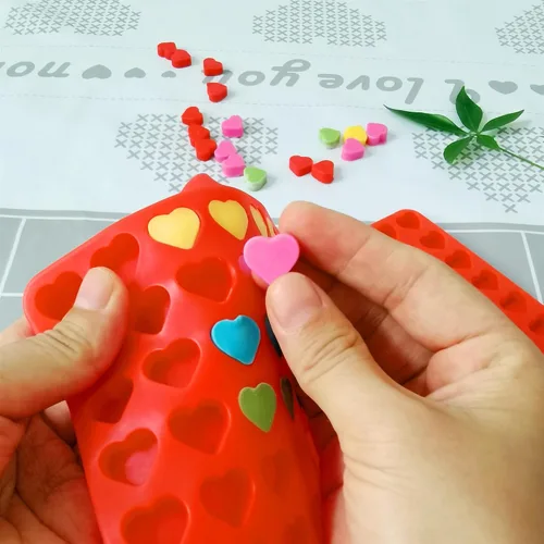 Miniatura 2 de Moldes de Chocolate en Forma de Corazón Pequeños de Silicona, Moldes de Gomita en Forma de Corazón de Silicona con Raspador (S)