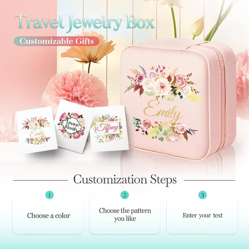 Miniatura 2 de Caja de Joyería Caramel Sweet Life Organizador de Joyas Personalizado Regalos para Mamá Pequeño Estuche de Joyería de Viaje con Diseño de Roseta