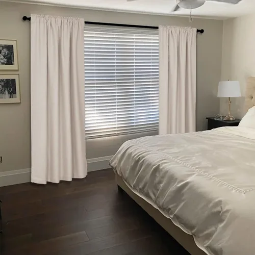 Miniatura 2 de Frelement Cortinas opacas de lino natural, paneles de cortinas con bolsillo para barra y pestaña trasera, para sala de estar, cortinas